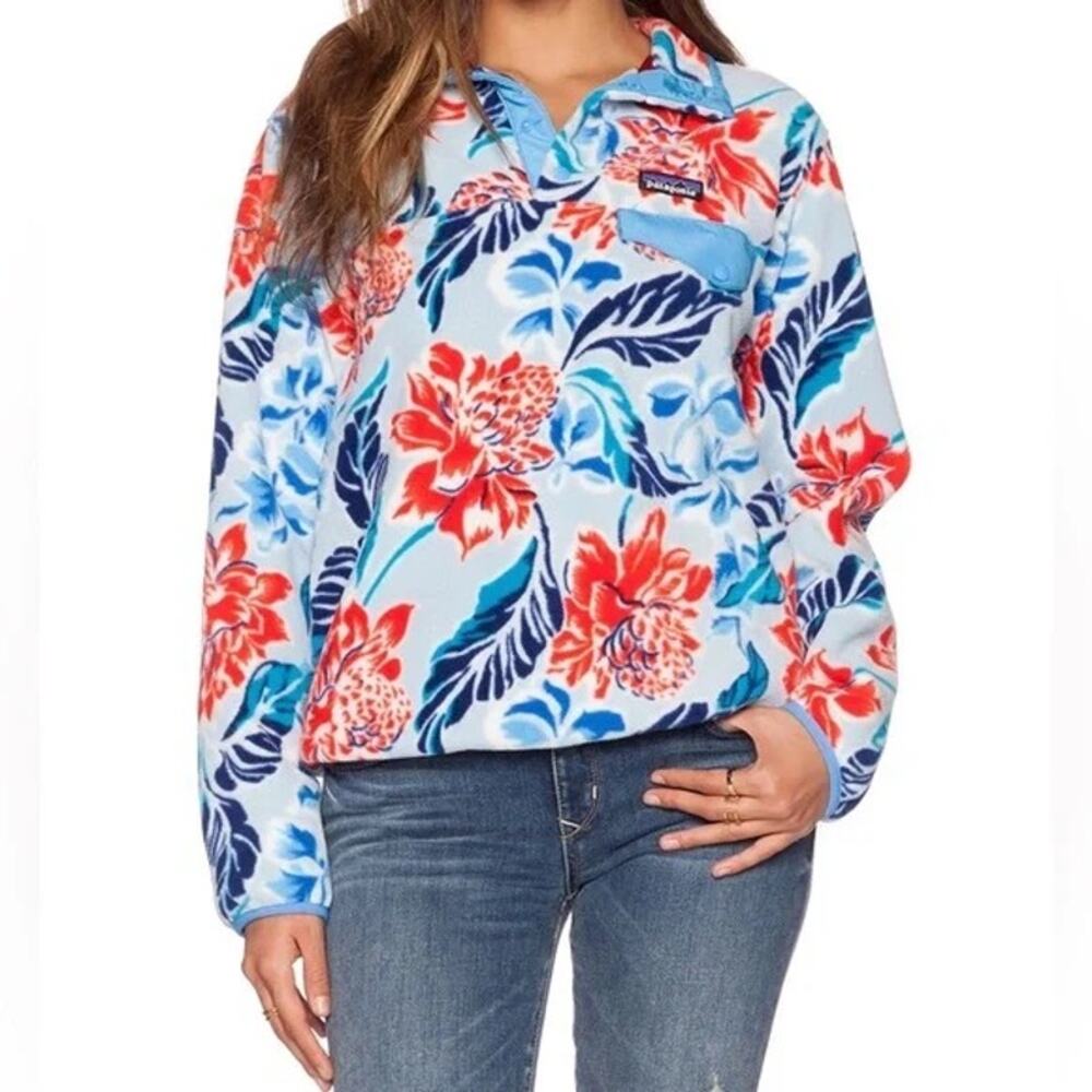 Patagonia Synchilla Lightweight Snap-T Fleece Pullover Manoa Dusk Blue Floral